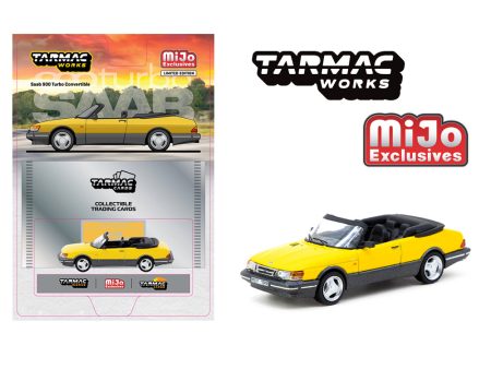 (Preorder) Tarmac Works 1:64 Saab 900 Turbo Convertible with Trading Cards – Yellow- Global64 – Mijo Exclusives Discount