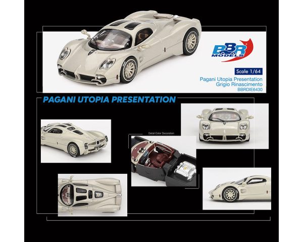 (Preorder) BBR Models 1:64 Pagani Utopia Presentation Grigio Rinascimento – Limited Edition Supply