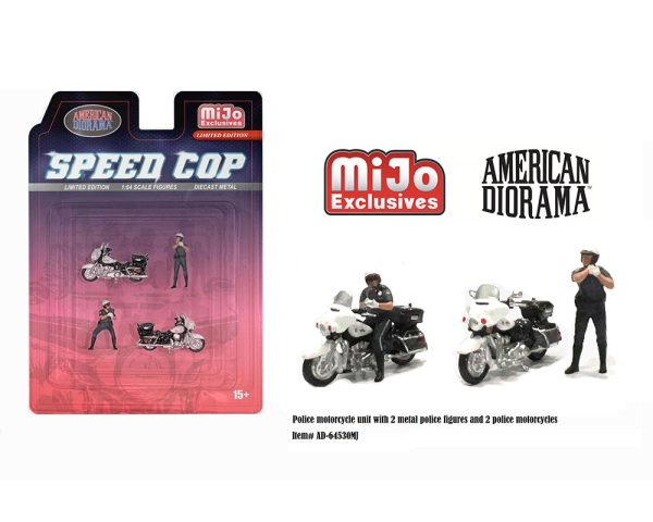 (Preorder) American Diorama 1:64 Figures Speed Cop Police Motorcycles – MiJo Exclusives Limited Supply