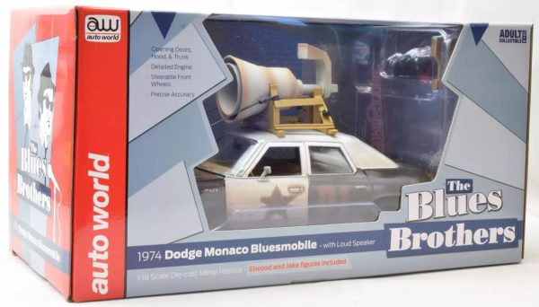 Auto World 1:18 The Blues Brothers 1974 Dodge Monaco Bluesmobile with Figures Online Sale