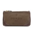 PRADA Logo Jaquard Leather Pouch Brown Online