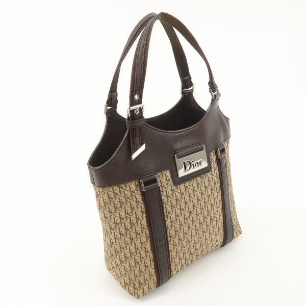 Christian Dior Trotter Canvas Leather Tote Bag Beige Brown Online Sale