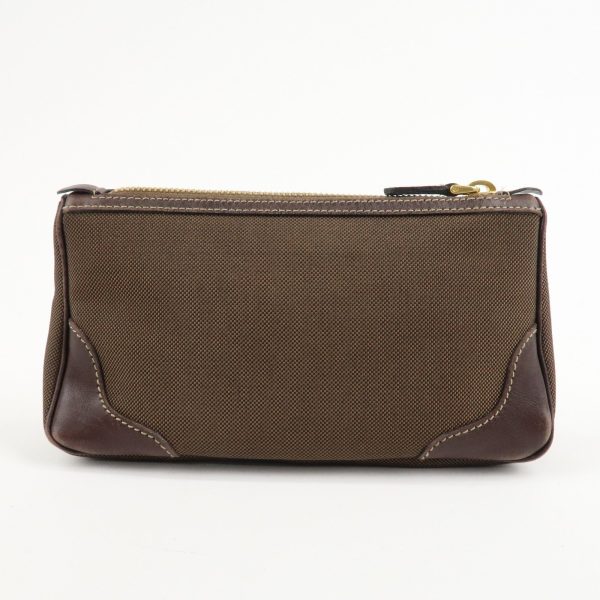 PRADA Logo Jaquard Leather Pouch Brown Online