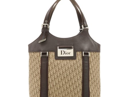 Christian Dior Trotter Canvas Leather Tote Bag Beige Brown Online Sale