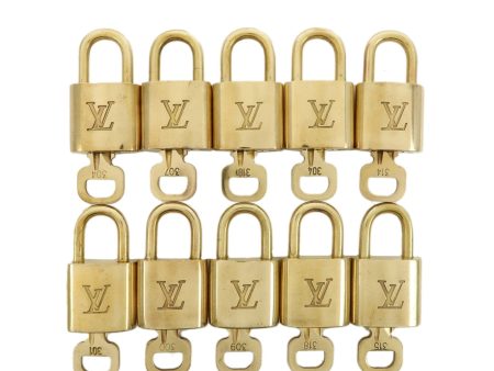 Louis Vuitton Set of 10 Lock & Key Cadena Key Lock Metal Gold Sale