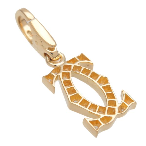 Cartier 2C Diamond Necklace Charm K18YG 750YG Yellow Gold Discount