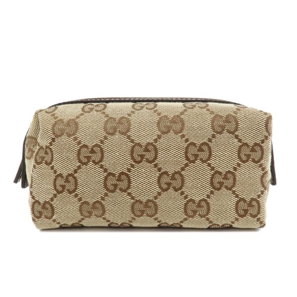 GUCCI GG Canvas Leather Pouch Cosmetic Pouch Beige Brown 29596 Fashion