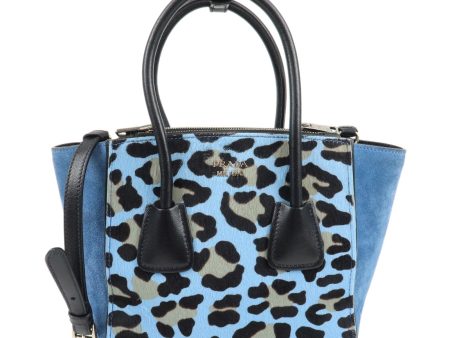 PRADA Unborn Calf Suede Leather 2Way Hand Bag Blue Black 1BA025 Online