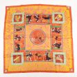 HERMES Carre 90 Silk 100% Scarf MUSIQUE DES DIEUX Red Orange on Sale