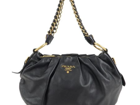 PRADA Leather Chain One-Shoulder Bag Black Gold Hardware Online Hot Sale