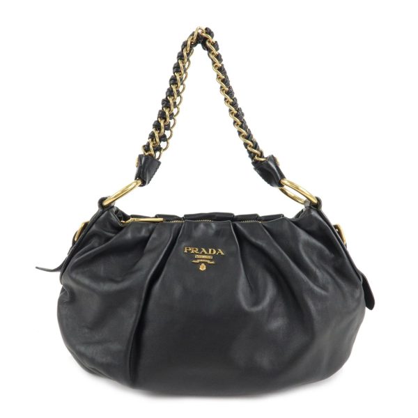 PRADA Leather Chain One-Shoulder Bag Black Gold Hardware Online Hot Sale