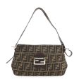 FENDI Zucca Canvas Leather Shoulder Bag Brown Black 26566 Online Sale