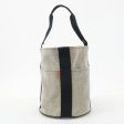 HERMES Canvas Leather Saxo MM Hand Bag Tote Bag Ivory Black For Discount