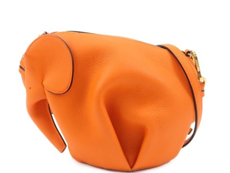 LOEWE Leather Elephant Mini Shoulder Bag Orange Hot on Sale