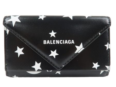 BALENCIAGA Leather 6 Key Case Star Print Black White 499204 Online Hot Sale