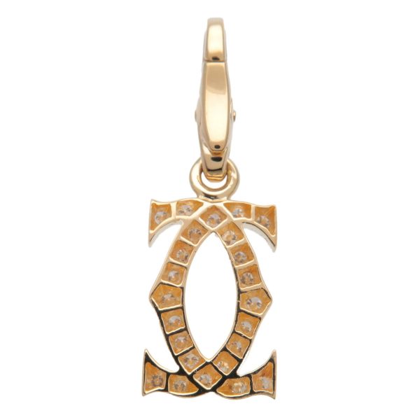 Cartier 2C Diamond Necklace Charm K18YG 750YG Yellow Gold Discount