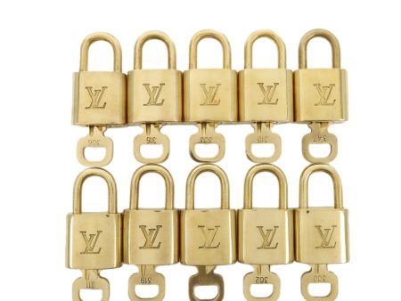 Louis Vuitton Set of 10 Lock & Key Cadena Key Lock Metal Gold For Sale