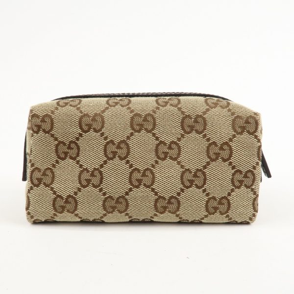 GUCCI GG Canvas Leather Pouch Cosmetic Pouch Beige Brown 29596 Fashion