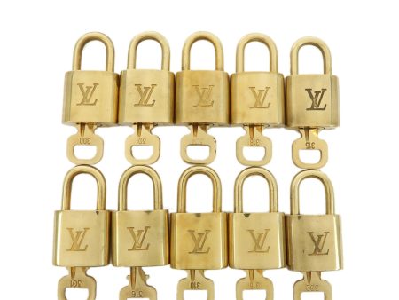 Louis Vuitton Set of 10 Lock & Key Cadena Key Lock Metal Gold Cheap