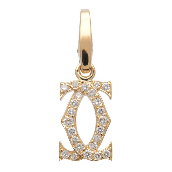 Cartier 2C Diamond Necklace Charm K18YG 750YG Yellow Gold Discount