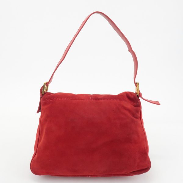 FENDI Mamma Baguette Suede Leather Shoulder Bag Red 26325 Online Sale