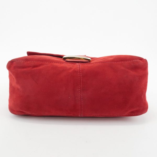 FENDI Mamma Baguette Suede Leather Shoulder Bag Red 26325 Online Sale