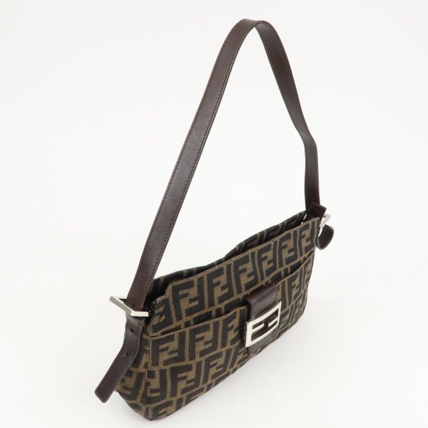 FENDI Zucca Canvas Leather Shoulder Bag Brown Black 26566 Online Sale