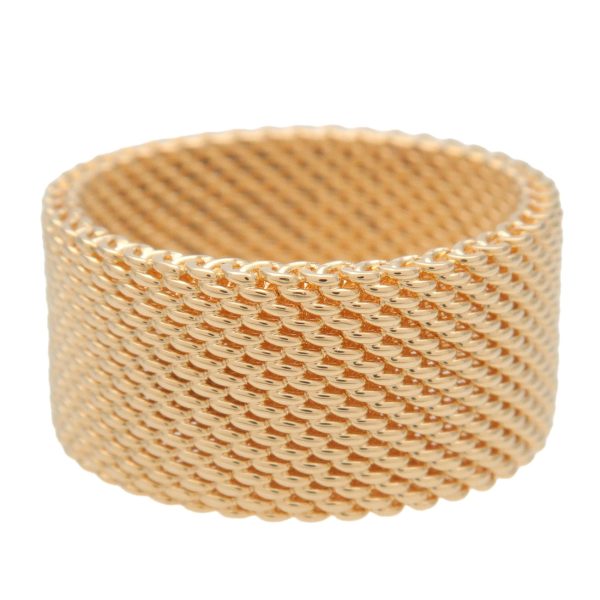 Tiffany&Co. Somerset Mesh Ring Wide K18YG 750YG Yellow Gold US6 Cheap