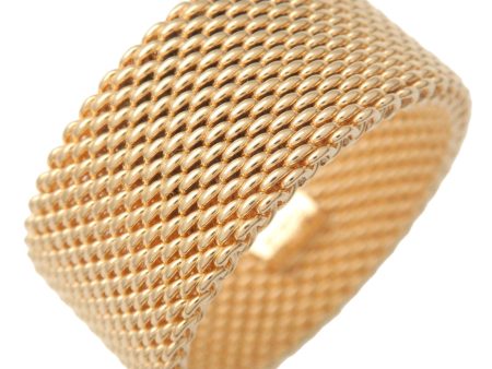 Tiffany&Co. Somerset Mesh Ring Wide K18YG 750YG Yellow Gold US6 Cheap