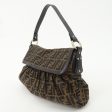 FENDI Zucca Canvas Leather Shoulder Bag Brown Black 8BR436 Fashion