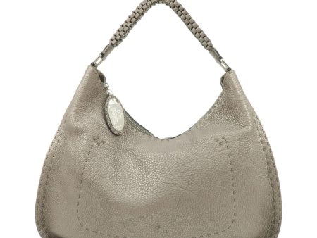 FENDI Selleria Leather Shoulder Bag Hand Bag Gray 8BR582 Fashion