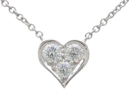 Tiffany&Co. Sentimental Heart 3P Diamond Necklace PT950 Platinum Fashion