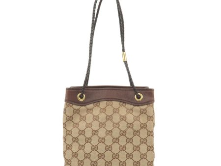 GUCCI GG Canvas Leather Shoulder Bag Hand Bag Beige Brown 109143 Supply