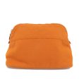 HERMES Canvas Leather Bolide Pouch MM Cosmetic Pouch Orange Sale