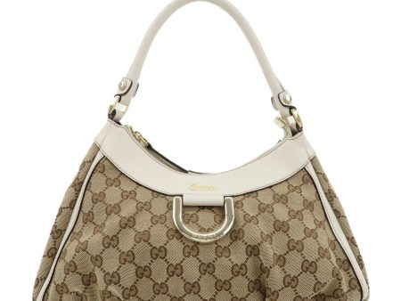 GUCCI Abbey GG Canvas Leather Shoulder Bag Beige Ivory 190525 Discount