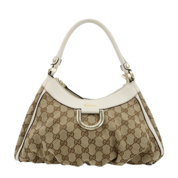 GUCCI Abbey GG Canvas Leather Shoulder Bag Beige Ivory 190525 Discount