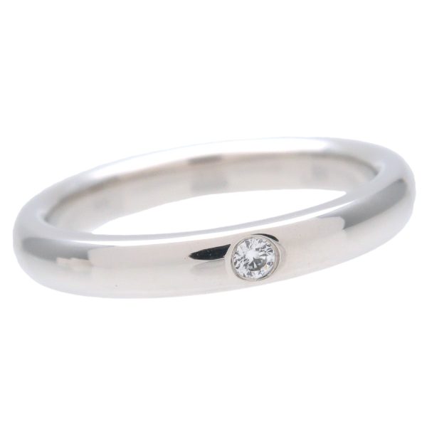 Tiffany&Co. Stacking Band Ring 1P Diamond 950 Platinum US4 EU46.5 Online now