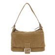 FENDI Corduroy Shoulder Bag Hand Bag Khaki 26425 on Sale