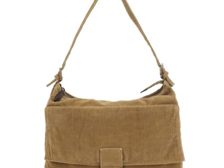 FENDI Corduroy Shoulder Bag Hand Bag Khaki 26425 on Sale