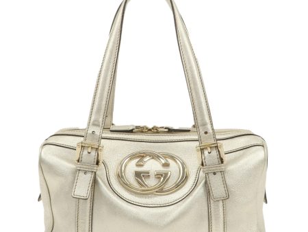 GUCCI Interlocking G Leather Mini Boston Bag Gold 170009 Hot on Sale