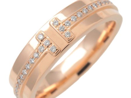 Tiffany&Co. T TWO Narrow Diamond Ring K18 Rose Gold US5 EU49 For Sale