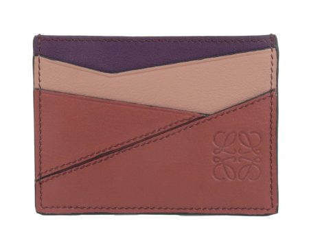 LOEWE Anagram Leather Puzzle Card Holder Card Case Pink Beige Purple Sale