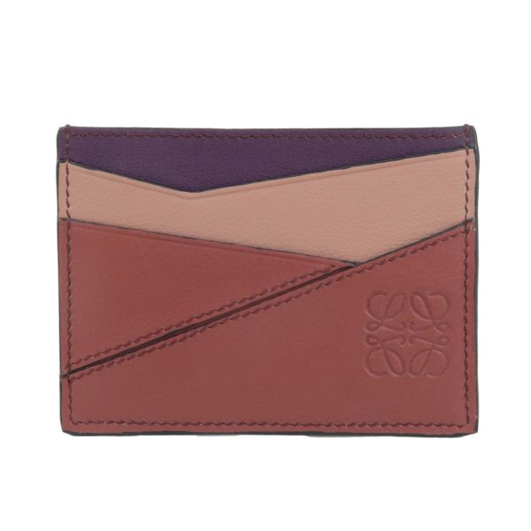 LOEWE Anagram Leather Puzzle Card Holder Card Case Pink Beige Purple Sale