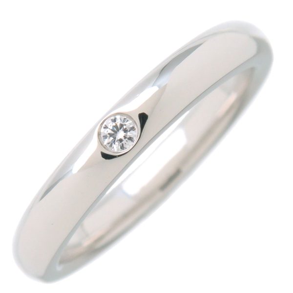 Tiffany&Co. Stacking Band Ring 1P Diamond 950 Platinum US4 EU46.5 Online now