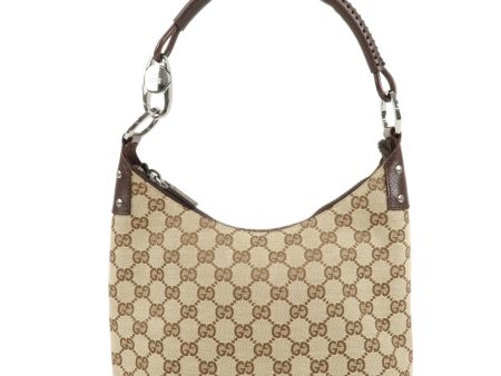 GUCCI GG Canvas Leather Shoulder Bag Hand Bag Beige Brown 115002 Cheap