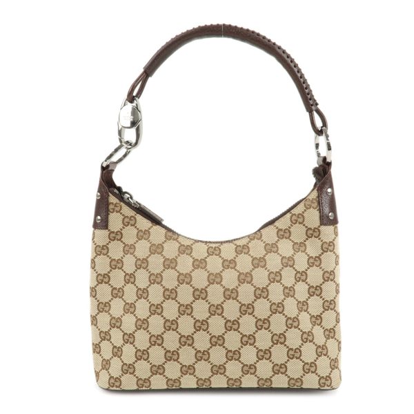 GUCCI GG Canvas Leather Shoulder Bag Hand Bag Beige Brown 115002 Cheap