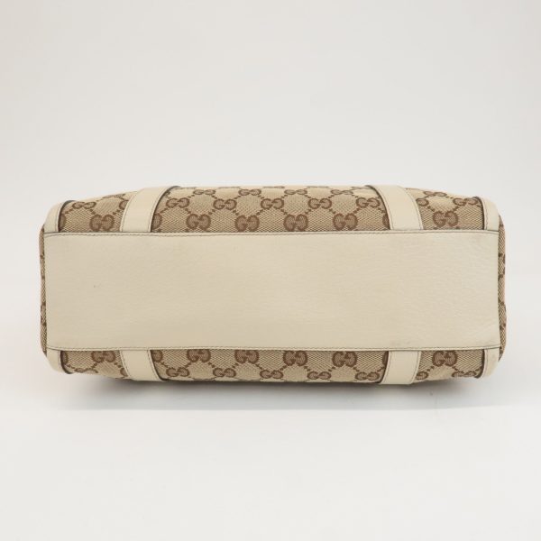 GUCCI Abbey GG Canvas Leather Hand Bag Beige Ivory 130942 Online Hot Sale