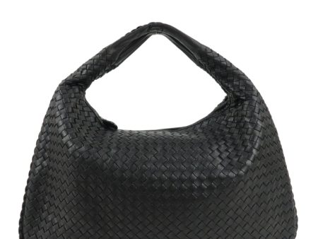 BOTTEGA VENETA Hobo Intrecciato Leather Shoulder Bag Black 115654 Online now