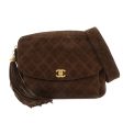 CHANEL Matelasse Suede Shoulder Bag Brown Gold Hardware Supply