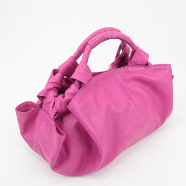 LOEWE Leather Nappa Aire Hand Bag Tote Bag Magenta Pink Cheap